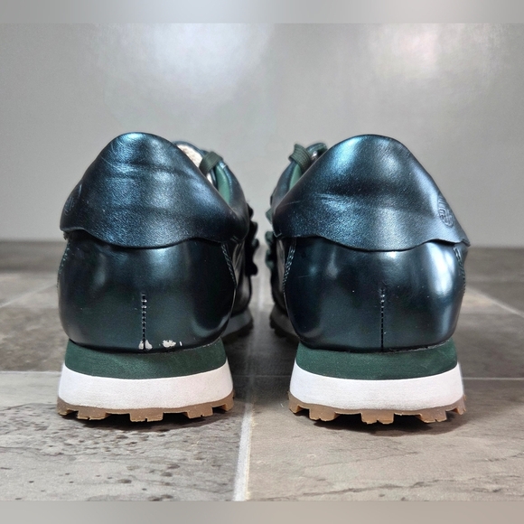 TORY BURCH SPORT RUFFLE GREEN METALLIC LEATHER SNEAKERS. - Picture 5 of 11